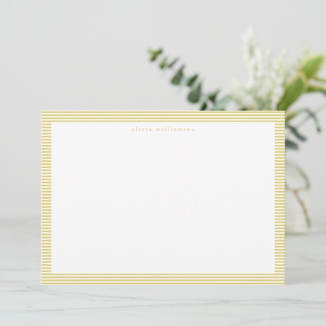 Yellow Stripe Preppy Classic Personalized Name Card (Standing Front)
