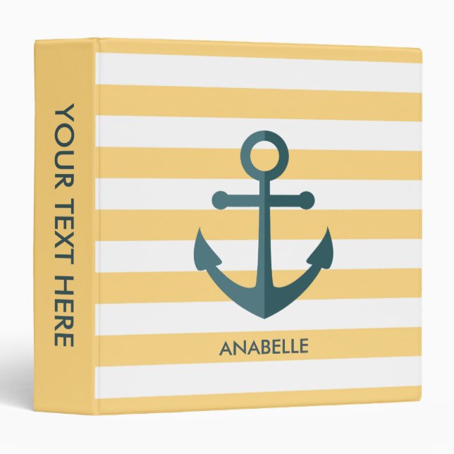 Yellow Stripes and Blue Anchor Binder (Front/Spine)