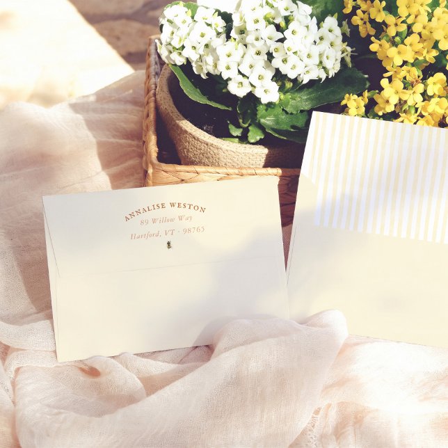 Yellow Stripes Bee Bridal Shower Return Address Envelope (Creator Uploaded)