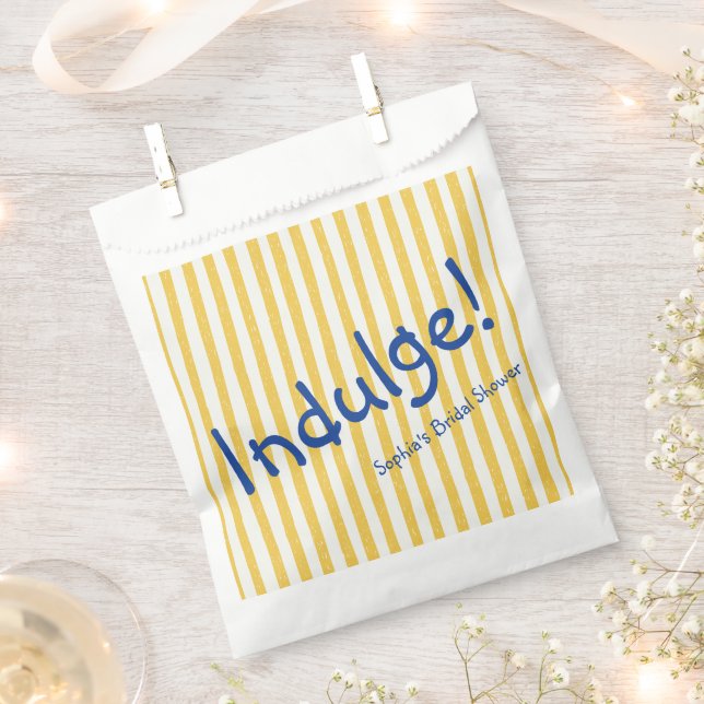 Yellow Stripes Bold Blue Indulge Favour Bag (Clipped)