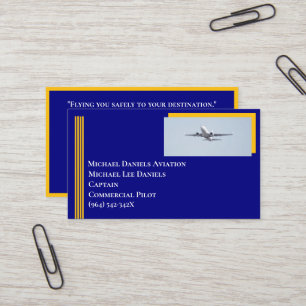 Yellow Stripes Commercial Airplane Captain Pilot  Business Card