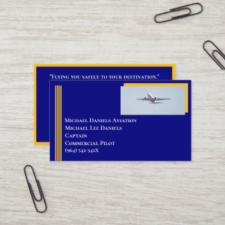 Yellow Stripes Commercial Airplane Captain Pilot Business Card