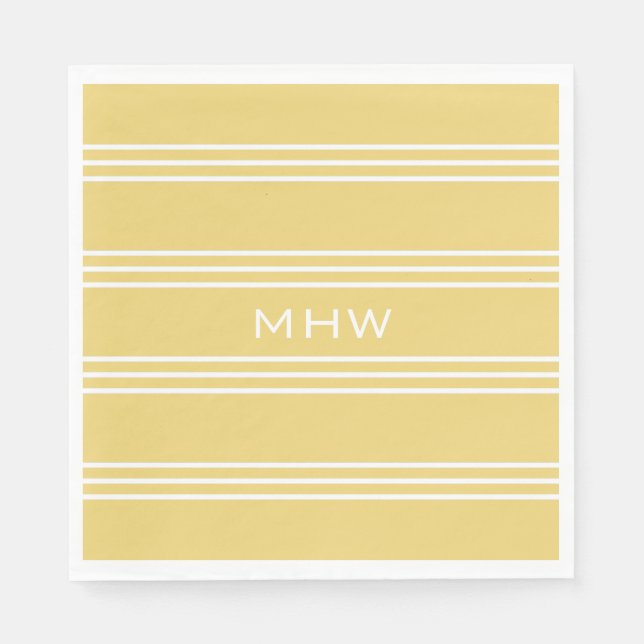 Yellow Stripes custom monogram paper napkins (Front)