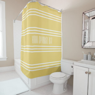 Yellow Stripes Custom Text shower curtain