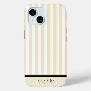 Yellow Stripes & Dots Custom Samsung iPhone 15 Case