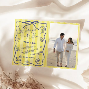 Yellow Stripes Italian Themed Ciao Baby Photo  Invitation