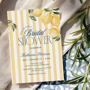 Yellow Stripes Lemon Bridal Shower Invitation