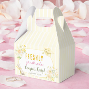 Yellow Stripes Lemons and Flowers Graduation Favor Box