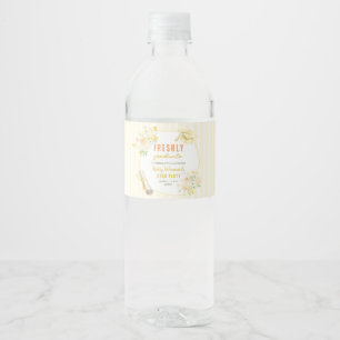 Yellow Stripes Lemons and Flowers Graduation Water Bottle Label