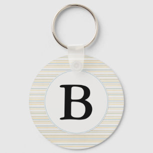 Yellow Stripes Monogram Keychain