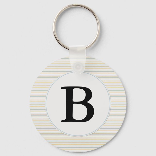Yellow Stripes Monogram Keychain (Front)