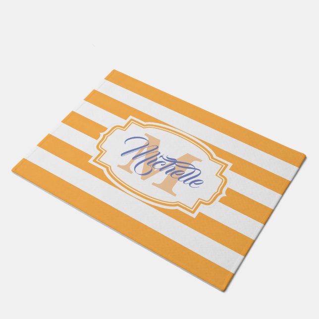 Yellow Stripes Pattern Doormat (Angled)