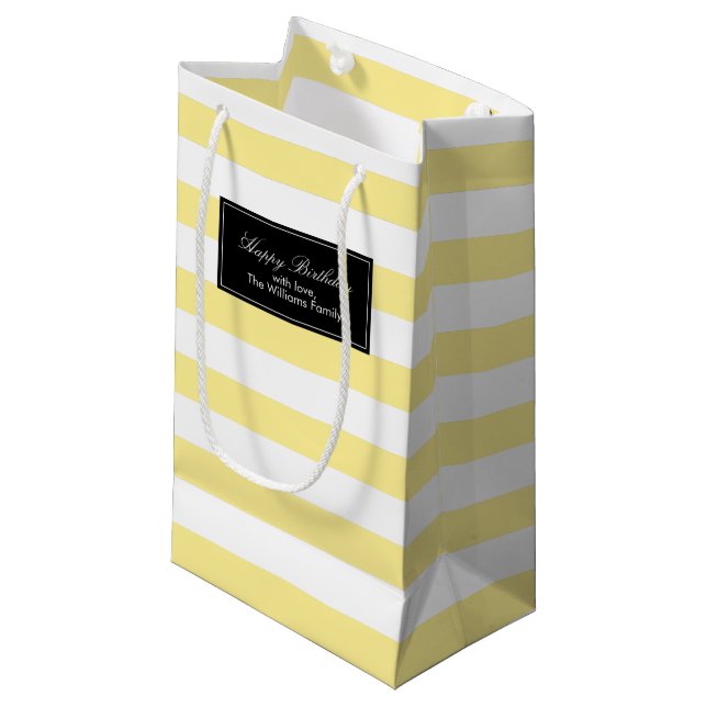 Yellow Stripes Pattern Small Gift Bag (Front Angled)