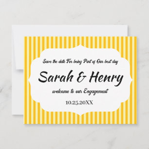 YELLOW STRIPES PERSONALIZED NAME SAVE THE DATES  RSVP CARD