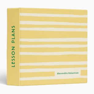Yellow Stripes Personalized Teacher Lesson Plans Binder