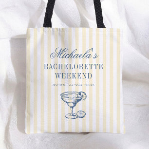 Yellow Stripes Preppy Retro Bachelorette Weekend Tote Bag