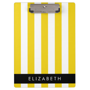 Yellow Stripes, Striped Pattern, Lines, Your Name Clipboard