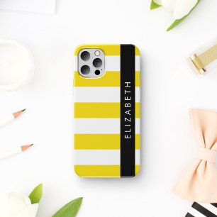 Yellow Stripes, Striped Pattern, Lines, Your Name iPhone 16 Case