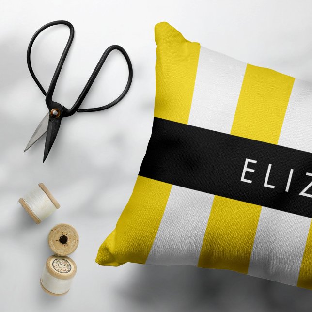 Yellow Stripes, Striped Pattern, Lines, Your Name Pillowcase (Creator Uploaded)