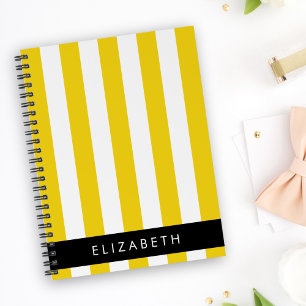 Yellow Stripes, Striped Pattern, Lines, Your Name Planner