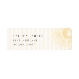 Yellow Stripes Sun Baby Shower Return Address