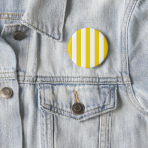 Yellow Stripes, White Stripes, Striped Pattern 2 Inch Round Button