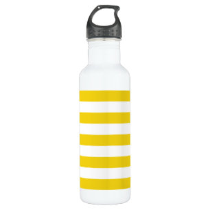 Yellow Stripes, White Stripes, Striped Pattern 710 Ml Water Bottle