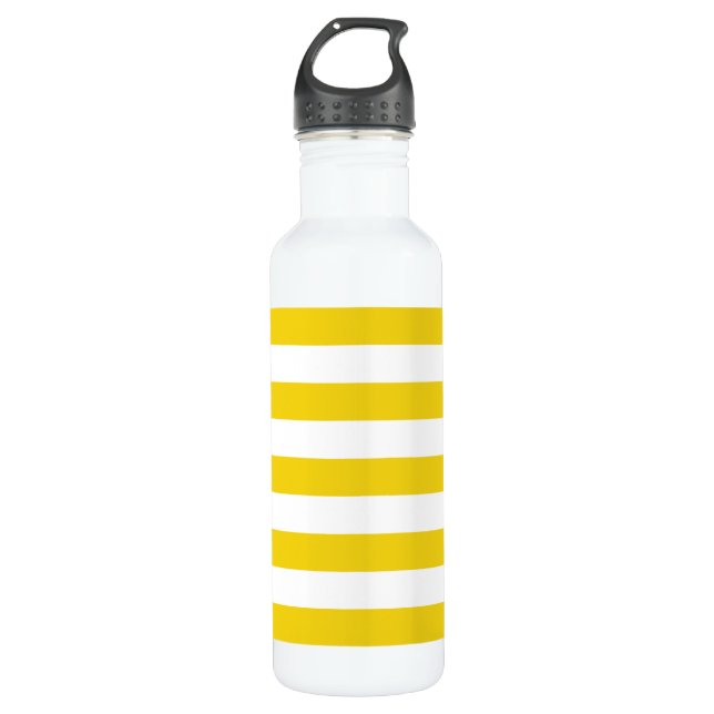 Yellow Stripes, White Stripes, Striped Pattern 710 Ml Water Bottle (Front)