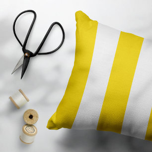 Yellow Stripes, White Stripes, Striped Pattern Accent Pillow