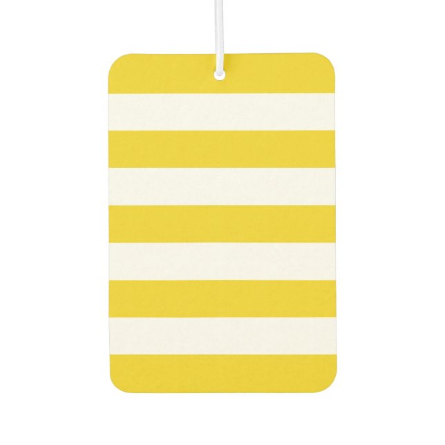 Yellow Stripes, White Stripes, Striped Pattern Air Freshener (Front)