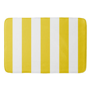 Yellow Stripes, White Stripes, Striped Pattern Bath Mat