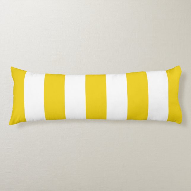 Yellow Stripes, White Stripes, Striped Pattern Body Pillow (Front)