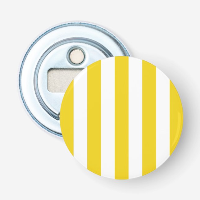 Yellow Stripes, White Stripes, Striped Pattern Bottle Opener (Front)