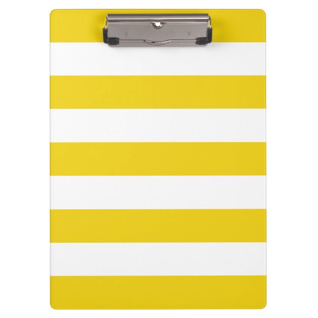 Yellow Stripes, White Stripes, Striped Pattern Clipboard (Front)