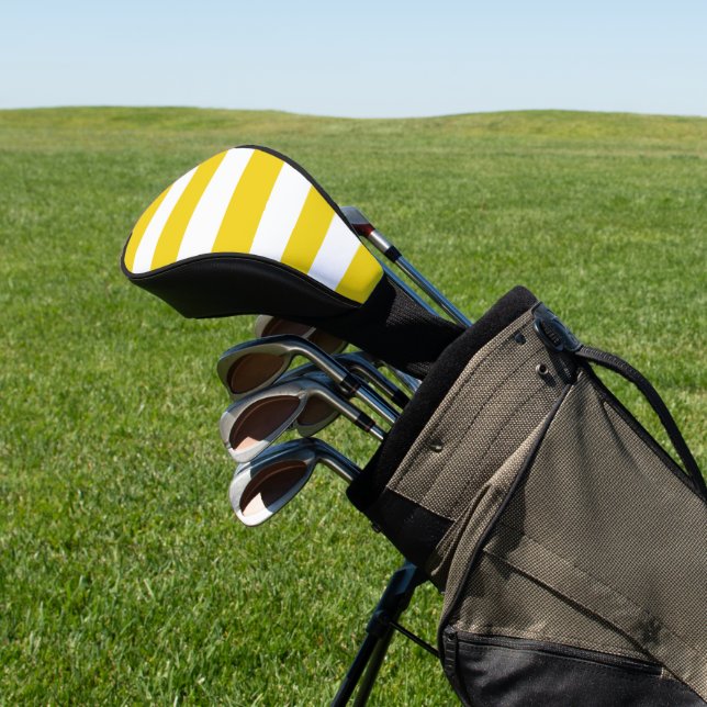 Yellow Stripes, White Stripes, Striped Pattern Golf Head Cover (In Situ)