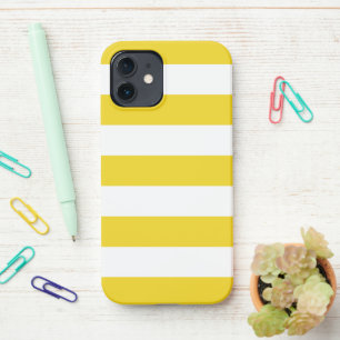 Yellow Stripes, White Stripes, Striped Pattern iPhone 12 Case