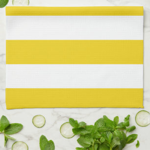 Yellow Stripes, White Stripes, Striped Pattern Kitchen Towel