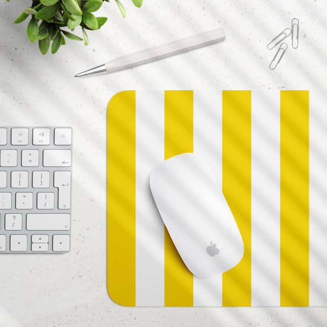 Yellow Stripes, White Stripes, Striped Pattern Mouse Pad (Creator Uploaded)