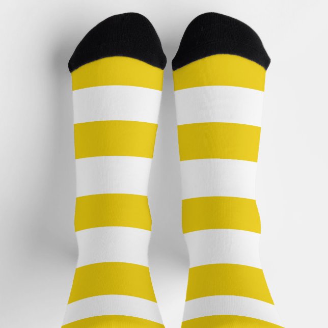 Yellow Stripes, White Stripes, Striped Pattern Socks (Top)