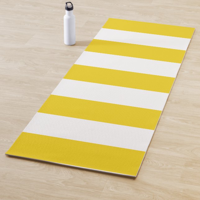Yellow Stripes, White Stripes, Striped Pattern Yoga Mat (In Situ)