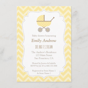Yellow Stroller Modern Gender Neutral Baby Shower Invitation