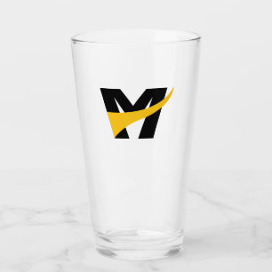 Yellow Stylized Bold Geometric Letter M Glass