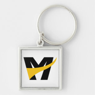 Yellow Stylized Bold Geometric Letter M Keychain