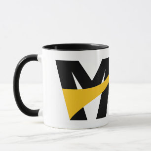 Yellow Stylized Bold Geometric Letter M Photo Mug