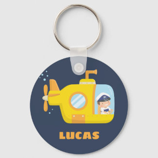 Yellow Submarine Boy Captain Kids Keychain