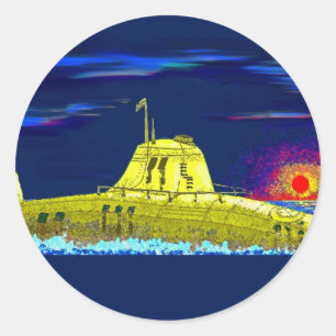 Yellow submarine classic round sticker