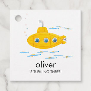 Yellow Submarine Kids Birthday Favour Tag