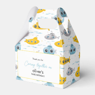 Yellow Submarine Pattern Kids Birthday Party Favor Box