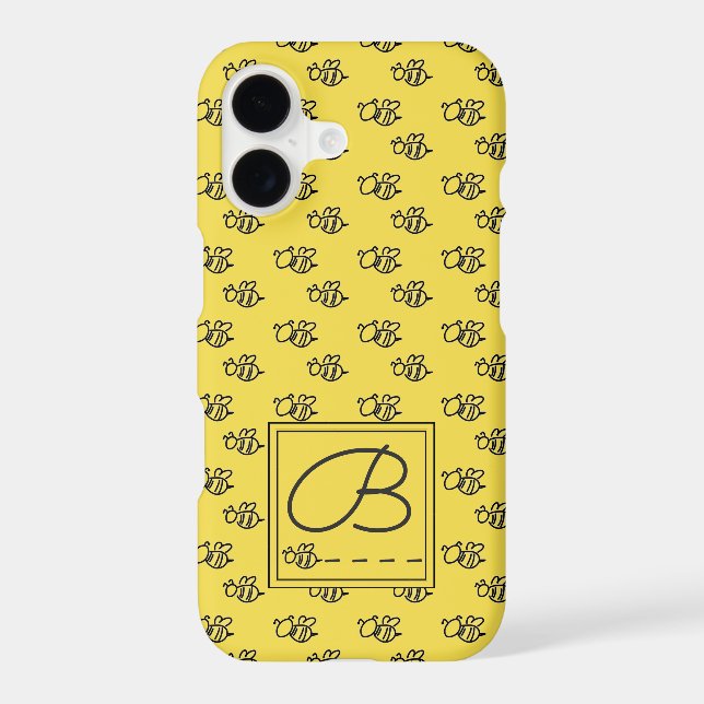 Yellow Summer Bees Monogram Pattern (Back)