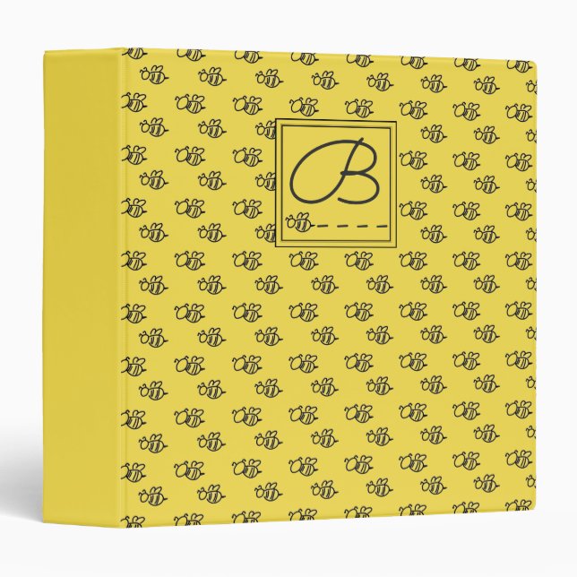 Yellow Summer Bees Pattern Binder (Front/Spine)